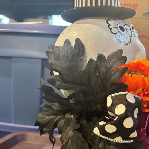 Decorative Skull with Colorful Flowers